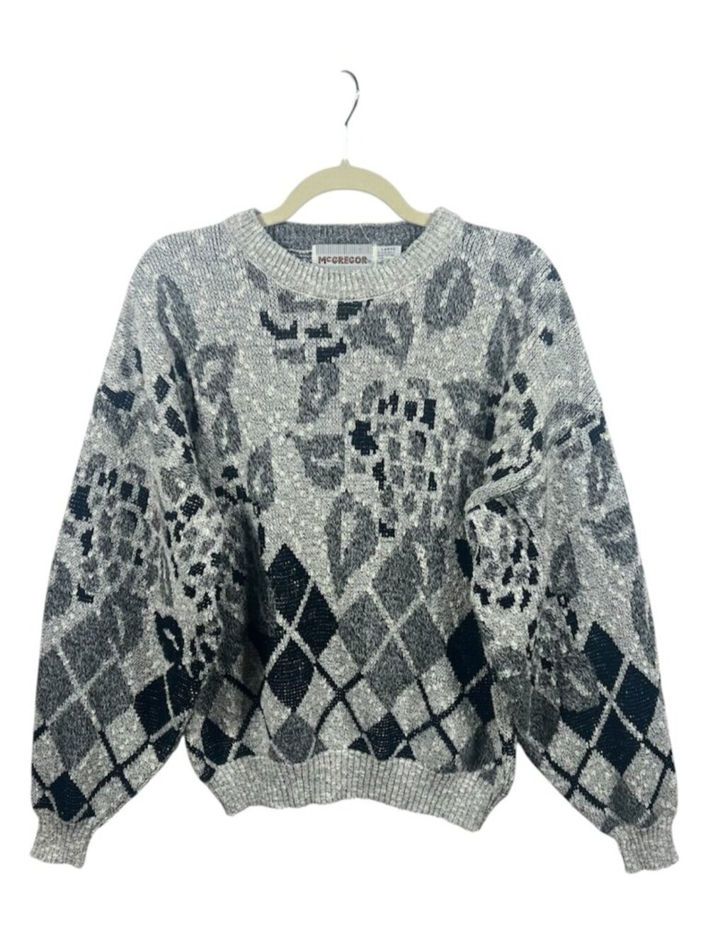Vtg Mcgregor Sweater Mens Pullover Knit Crew Large Geometric Grandpa Winter